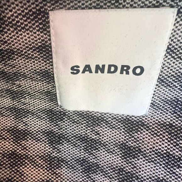 Sandro Long Houndstooth V-Neck Cardigan Sweater (authentic) Women’s Size 1-Paris - Picture 14 of 15